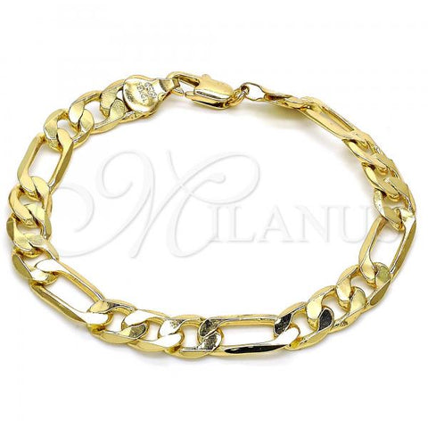 Oro Laminado Basic Bracelet, Gold Filled Style Figaro Design, Polished, Golden Finish, 5.222.011.08
