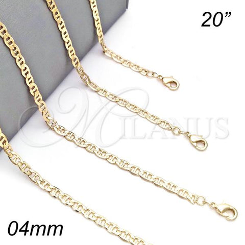 Oro Laminado Basic Necklace, Gold Filled Style Mariner Design, Polished, Golden Finish, 04.213.0107.20