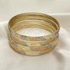 Gold Plated Dozen Bangle, Diamond Cutting Finish, Tricolor, 5.264.002.05 (06 MM Thickness, Size 5 - 2.50 Diameter)