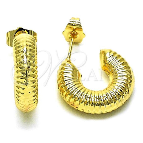 Oro Laminado Small Hoop, Gold Filled Style Hollow Design, Diamond Cutting Finish, Golden Finish, 02.163.0292.20