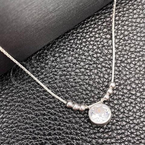 Sterling Silver Fancy Necklace, Snake  and Ball Design, with White Cubic Zirconia, Polished, Silver Finish, 04.402.0011.18