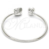 Rhodium Plated Individual Bangle, Butterfly Design, with Aquamarine Swarovski Crystals and Ivory Pearl, Polished, Rhodium Finish, 07.239.0005.3 (03 MM Thickness, One size fits all)