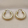 Oro Laminado Medium Hoop, Gold Filled Style Hollow Design, Diamond Cutting Finish, Golden Finish, 02.213.0225.25