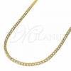 Oro Laminado Basic Necklace, Gold Filled Style Pave Cuban Design, Polished, Golden Finish, 04.32.0018.18