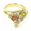 Oro Laminado Multi Stone Ring, Gold Filled Style with Multicolor Cubic Zirconia, Polished, Golden Finish, 01.221.0006.1.08 (Size 8)