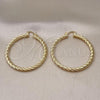 Oro Laminado Large Hoop, Gold Filled Style Hollow Design, Diamond Cutting Finish, Golden Finish, 5.139.008.50