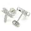 Sterling Silver Stud Earring, Dragon-Fly Design, with White Cubic Zirconia, Polished, Rhodium Finish, 02.336.0162
