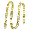 Oro Laminado Basic Anklet, Gold Filled Style Mariner Design, Polished, Golden Finish, 5.222.025.10