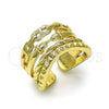 Oro Laminado Elegant Ring, Gold Filled Style Paperclip and Twist Design, Polished, Golden Finish, 01.60.0013