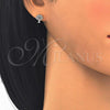 Sterling Silver Stud Earring, Tree Design, with White Crystal, Polished, Rhodium Finish, 02.336.0045