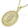 Oro Laminado Religious Pendant, Gold Filled Style San Judas and Heart Design, Polished, Golden Finish, 05.253.0105