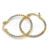 Oro Laminado Medium Hoop, Gold Filled Style Diamond Cutting Finish, Tricolor, 5.138.036.30