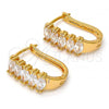 Oro Laminado Huggie Hoop, Gold Filled Style with White Cubic Zirconia, Polished, Golden Finish, 02.237.0023.15