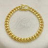 Oro Laminado Basic Bracelet, Gold Filled Style Miami Cuban Design, with White Micro Pave, Polished, Golden Finish, 04.156.0466.07