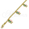 Oro Laminado Charm Bracelet, Gold Filled Style Fish and Rolo Design, Multicolor Enamel Finish, Golden Finish, 03.63.1360.07