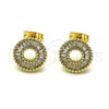 Oro Laminado Stud Earring, Gold Filled Style with White Cubic Zirconia, Polished, Golden Finish, 02.342.0185