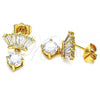 Oro Laminado Stud Earring, Gold Filled Style with White Cubic Zirconia, Polished, Golden Finish, 02.387.0104