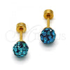 Stainless Steel Stud Earring, Ball Design, with Blue Topaz Crystal, Polished, Golden Finish, 02.271.0010.6