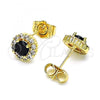 Oro Laminado Stud Earring, Gold Filled Style with Black and White Cubic Zirconia, Polished, Golden Finish, 02.310.0028.3