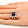 Oro Laminado Multi Stone Ring, Gold Filled Style with Tanzanite and White Cubic Zirconia, Polished, Golden Finish, 01.205.0012.2.07 (Size 7)