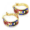 Oro Laminado Small Hoop, Gold Filled Style with Multicolor Crystal, Polished, Golden Finish, 02.100.0077.4.15