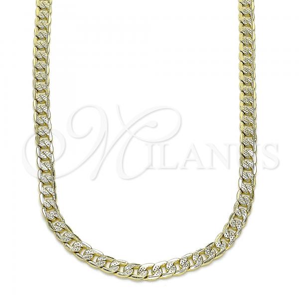 Oro Laminado Basic Necklace, Gold Filled Style Curb Design, Polished, Golden Finish, 04.213.0139.26