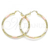 Oro Laminado Large Hoop, Gold Filled Style Diamond Cutting Finish, Tricolor, 02.213.0242.50