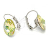 Rhodium Plated Leverback Earring, with Luminous Green Swarovski Crystals, Polished, Rhodium Finish, 02.239.0005.3