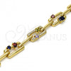 Oro Laminado Fancy Bracelet, Gold Filled Style with Multicolor Cubic Zirconia and White Crystal, Polished, Golden Finish, 03.59.0061.08