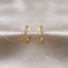 Oro Laminado Stud Earring, Gold Filled Style with White Micro Pave, Polished, Golden Finish, 02.195.0150