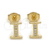 Oro Laminado Stud Earring, Gold Filled Style with White Micro Pave, Polished, Golden Finish, 02.156.0192 *PROMO*