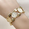 Oro Laminado Fancy Bracelet, Gold Filled Style Puff Mariner Design, Diamond Cutting Finish, Tricolor, 03.331.0323.08