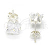 Sterling Silver Stud Earring, with White Cubic Zirconia, Polished,, 02.63.2612