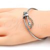Stainless Steel Individual Bangle, Love Design, with White Crystal, Polished, Steel Finish, 07.258.0001.04 (02 MM Thickness, Size 4 - 2.25 Diameter)
