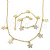 Oro Laminado Necklace and Bracelet, Gold Filled Style Flower Design, Polished, Golden Finish, 06.63.0208