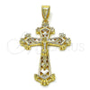 Oro Laminado Religious Pendant, Gold Filled Style Cross and Crucifix Design, Polished, Golden Finish, 05.253.0193
