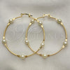 Oro Laminado Medium Hoop, Gold Filled Style Ball Design, with Ivory Pearl, Polished, Golden Finish, 02.02.0527.50