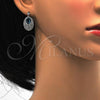 Rhodium Plated Dangle Earring, with White Cubic Zirconia and Indicolite Swarovski Crystals, Polished, Rhodium Finish, 02.26.0140