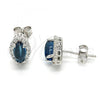 Sterling Silver Stud Earring, with White and Blue Topaz Cubic Zirconia, Polished, Rhodium Finish, 02.186.0024