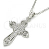 Sterling Silver Pendant Necklace, Cross Design, with White Cubic Zirconia, Polished, Rhodium Finish, 04.336.0116.16