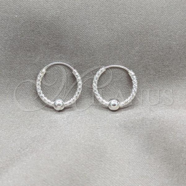 Sterling Silver Small Hoop, Ball Design, Polished, Silver Finish, 02.409.0047.15