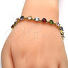 Oro Laminado Necklace and Bracelet, Gold Filled Style with Multicolor Cubic Zirconia, Polished, Golden Finish, 06.205.0031.4