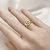 Oro Laminado Elegant Ring, Gold Filled Style Heart and Love Knot Design, Polished, Golden Finish, 01.213.0066