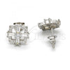 Sterling Silver Stud Earring, with White Cubic Zirconia, Polished, Rhodium Finish, 02.175.0116