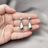 Rhodium Plated Dangle Earring, Teardrop and Ball Design, Polished, Rhodium Finish, 02.60.0161.1