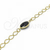 Oro Laminado Fancy Bracelet, Gold Filled Style Rolo Design, with Black Opal, Black Polished, Golden Finish, 03.09.0070.07