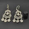 Oro Laminado Chandelier Earring, Gold Filled Style Hand and Hand of God Design, Diamond Cutting Finish, Golden Finish, 5.112.008