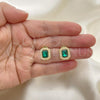 Oro Laminado Stud Earring, Gold Filled Style with Emerald Crystal and Ivory Pearl, Polished, Golden Finish, 02.379.0041