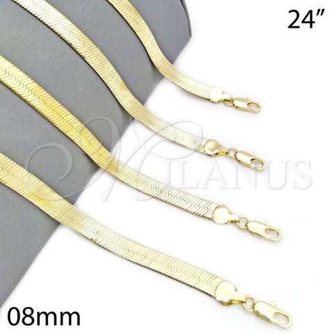 Oro Laminado Basic Necklace, Gold Filled Style Herringbone Design, Polished, Golden Finish, 5.221.007.124