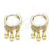 Oro Laminado Huggie Hoop, Gold Filled Style Teardrop Design, Polished, Golden Finish, 02.63.2727.15